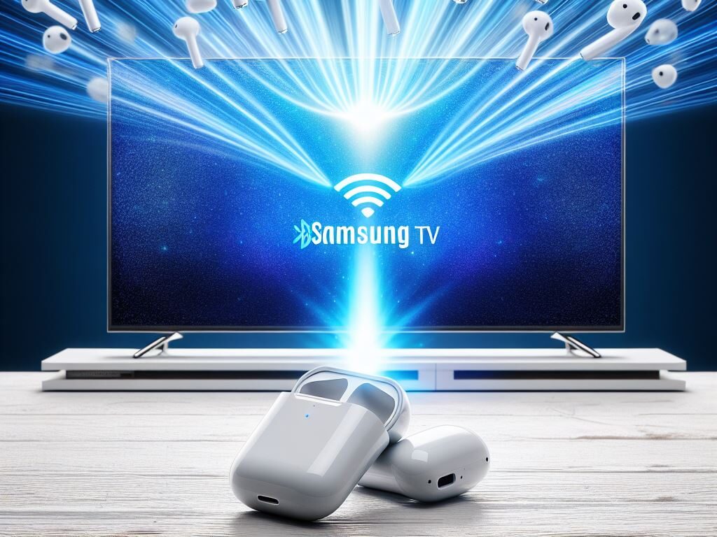 image of airpods and samsung tv showing connectivity